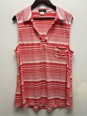 4 for $25 ❤️ ING Coral & White Striped Sleeveless Polo Top | Size 3X ❤️